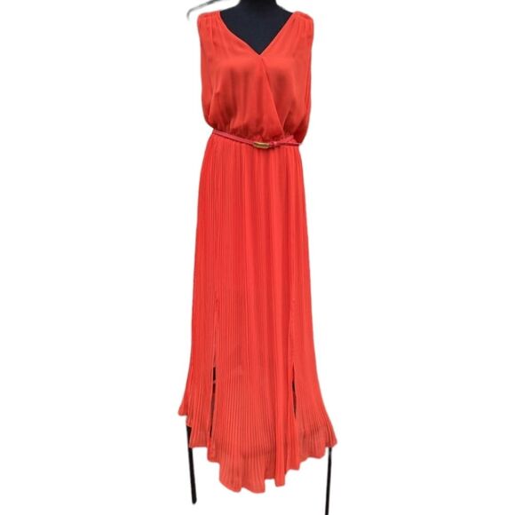 OasisWomen's Red Pleated Maxi Dress / Red Pleated Flare In‎ Sz 14 - Picture 5 of 16